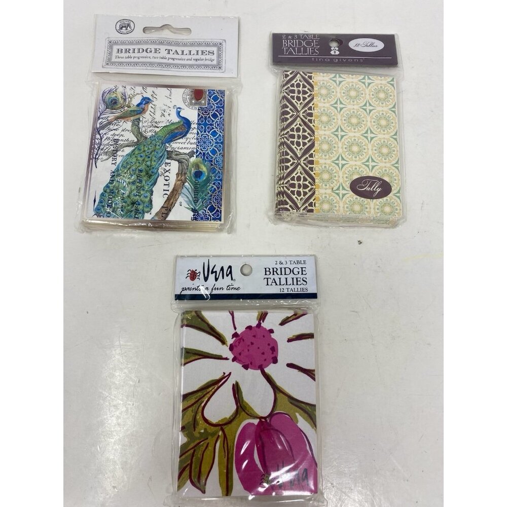 Lot Of 3 Bridge Tallies Vera Peacock Tina Givens 2 & 3 Table NEW